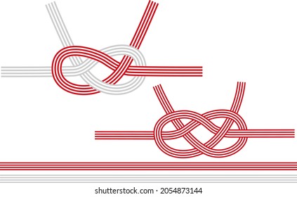 decorative Japanese cord made from twisted paper,Two-pattern set of red and white, congratulations,Celebration