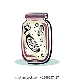 Decorative jar with jam. Vector illustration.