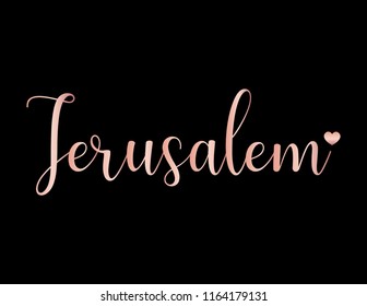 Decorative Jerusalem Text, Black and Pink Design