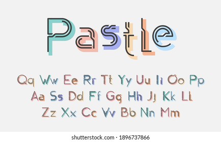 Decorative joy alphabet with pastel shadows. Typography for kids party, business, titles, headlines, presentations, logos and other projects. Vector illustration.