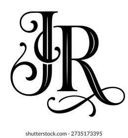 Decorative JR Letter Monogram Logo with Ornamental Serif Typography