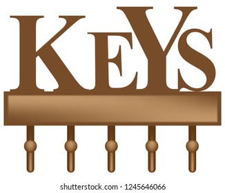 Decorative key organizer rack with five hooks