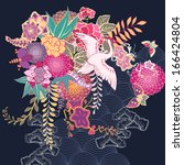 Decorative kimono floral motif vector illustration