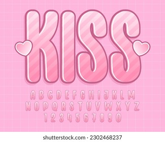 decorative kiss editable text effect vector design