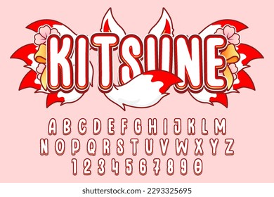 diseño vectorial de efecto de texto editable de kitsune decorativo