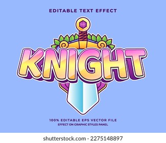 decorative knight editable text effect vector design
