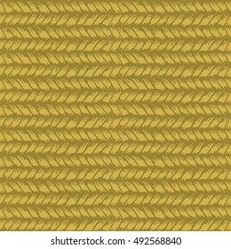 Decorative knit seamless pattern. Hand drawn endless yellow knitting ornament. Trendy messy knitwork texture. Vector design for cloth, backdrops, apparel, wrapping, wallpaper