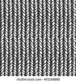 Decorative knit seamless pattern. Hand drawn endless gray knitting ornament. Trendy messy knitwork texture. Vector design for cloth, backdrops, apparel, wrapping, wallpaper