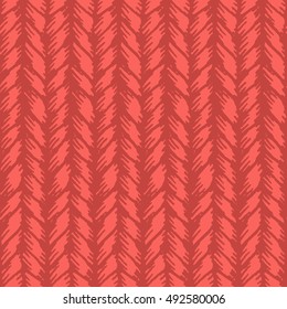 Decorative knit seamless pattern. Hand drawn endless red knitting ornament. Trendy messy knitwork texture. Vector design for cloth, backdrops, apparel, wrapping, wallpaper