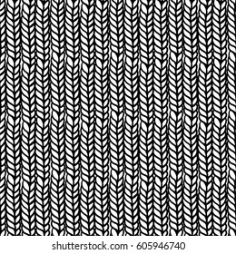 Decorative knitting braids hand drawn seamless pattern. Stylish texture with rough edges. Fabric design, wallpaper, wrapping, backdrops.