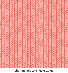 Decorative knitting braids seamless pattern. Endless hand drawn red stylized sweater fabric. Trendy stylish texture with rough edges. Perfect for fabric design, wallpaper, wrapping, backdrops