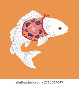 Ilustración decorativa del arte de Folk de los pescados de Koi