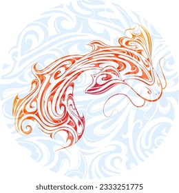 Decorative koi in ornamental pond
