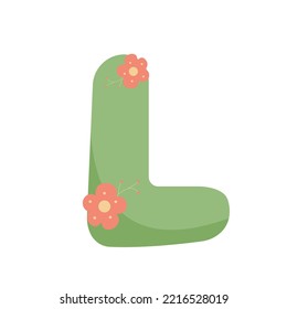 Decorative L letter for design elements, name, textile print.