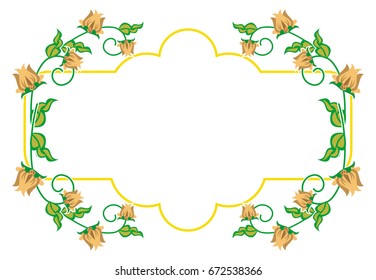Decorative label with abstract flowers. Vector clip art.