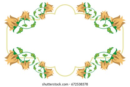 Decorative label with abstract flowers. Vector clip art.
