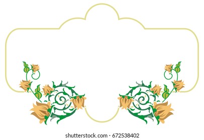 Decorative label with abstract flowers. Vector clip art.