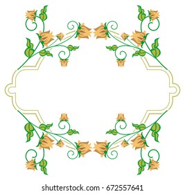 Decorative label with abstract flowers. Vector clip art.