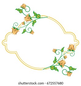 Decorative label with abstract flowers. Vector clip art.