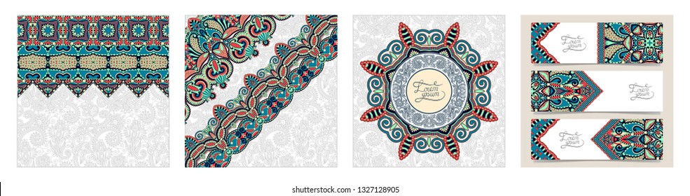 decorative label card for vintage design, indian ethnic kalamkari style, antique greeting card, invitation with lace ornament, vector illustration