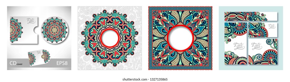 decorative label card for vintage design, ethnic pattern, antique greeting card, invitation with lace ornament, vector illustration