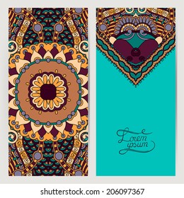 decorative label card for vintage design, ethnic pattern, antique greeting card, invitation with lace ornament, vector illustration