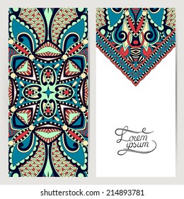 decorative label card for vintage design, ethnic pattern, antique greeting card, invitation with lace ornament, vector illustration
