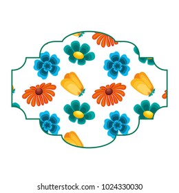 decorative label flowers pattern differents spring theme