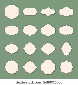 Decorative Label Frame Set on Green Background Vintage Badge Shapes Vector Illustration