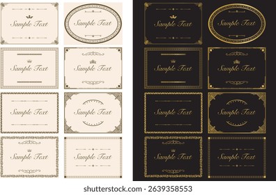 Decorative label frames. Ornate ornaments, decorative vintage frames, retro badges, royal, wedding insignia, sale stickers, invitations, gold vector frames set 06