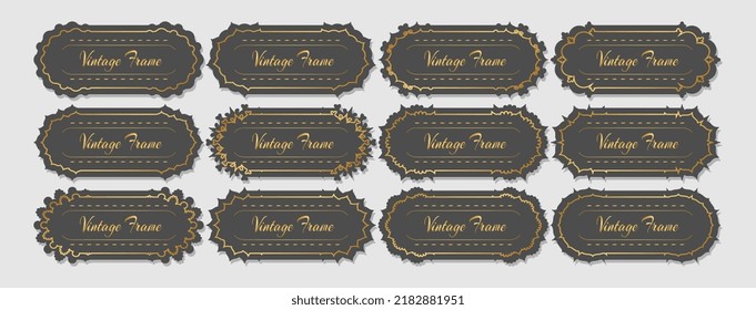 Decorative label frames. Vintage ornate labels sale stickers Vector symbol set