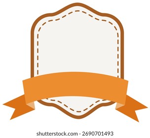 Decorative label with orange ribbon and leaf autumn design