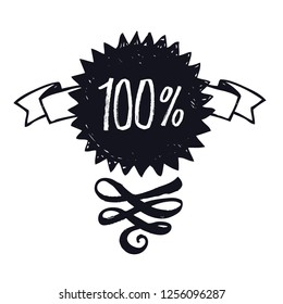 Decorative label with ribbons Vector illustration Hand drawing style set