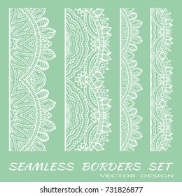 Decorative lace borders with seamless texture. Tribal ethnic arabic, indian, turkish ornament, isolated frame elements for invitation, card, book cover, fabric or paper print. Fashion collection