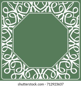 decorative lace frame on green background. vector illustration
