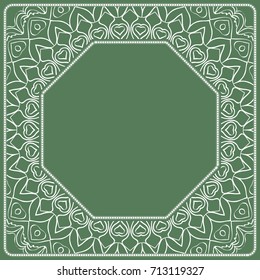decorative lace frame on green background. vector illustration