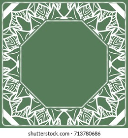 decorative lace frame on green background. vector illustration
