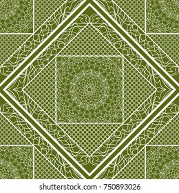Decorative lace ornament with floral element for fabric print, textile, interior decoration. Vector illustartion
