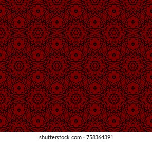Decorative lace pattern of intersecting curves. Abstract geometric flowers. Fashionable design. Seamless vector illustration.