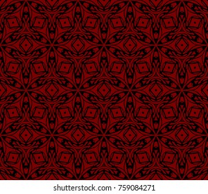 Decorative lace pattern of intersecting curves. Abstract geometric flowers. Fashionable design. Seamless vector illustration.