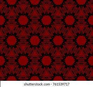 Decorative lace pattern of intersecting curves. Abstract geometric flowers. Fashionable design. Seamless vector illustration.