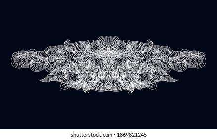 Decorative laced ornamental  doodle composition, on dark background 