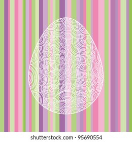 decorative lacy easter egg on stripes which can be used as greeting card