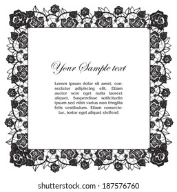 decorative lacy floral border and sample text