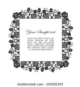 decorative lacy floral border and sample text