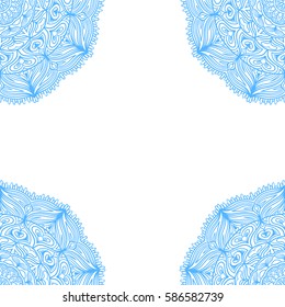 Decorative lacy frame with empty space for text . Abstract floral motifs. Vector illustration.