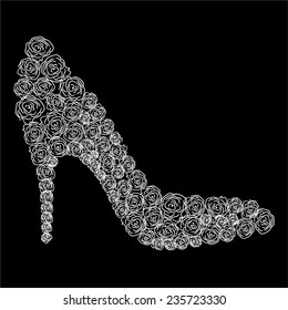 Decorative, lacy shoes of roses
