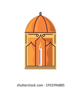 decorative lamp with candle light vector illustration cartoon isolated style