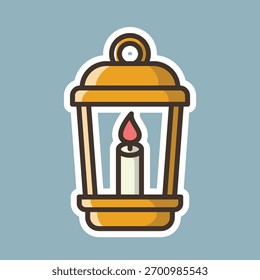 dekorative Lampe editierbare Cartoon Stil Aufkleber Vektor