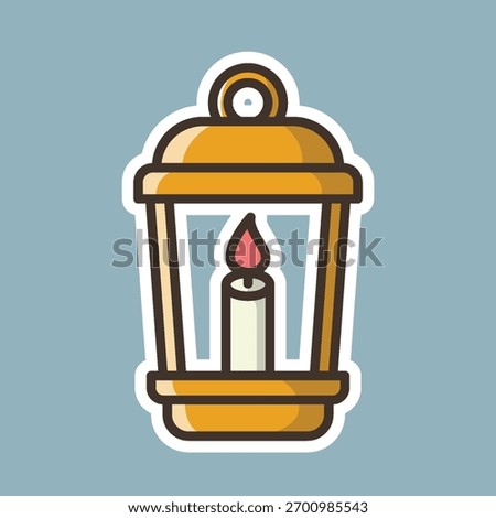 decorative lamp editable cartoon style sticker vector